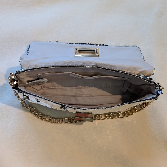 H&M Sequin Chain Shoulder Bag Y2K Silver Gold Black - Picture 6 of 10